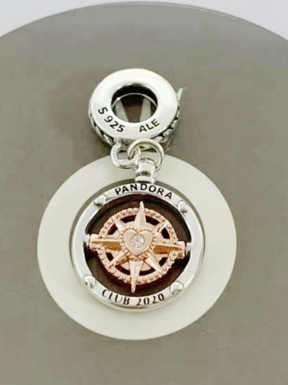 Pandora Rose™ Club 2020 Compass Dangle Diamond Charm Rose Gold-Plated